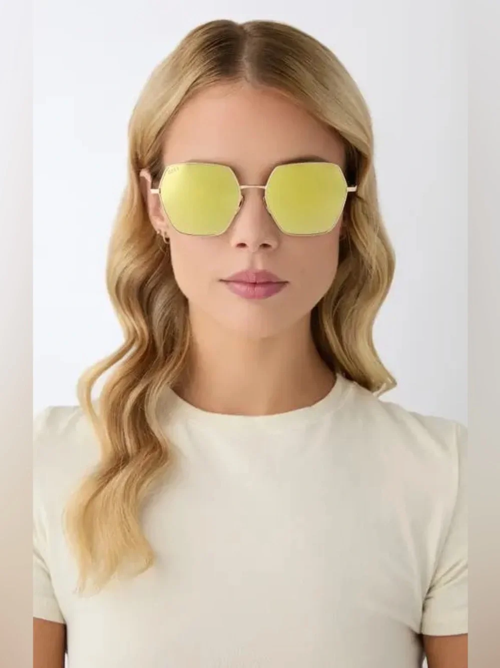 DIFF Eyewear Harlowe 55mm Mirrored Square Sunglasses brilliant gold mirror